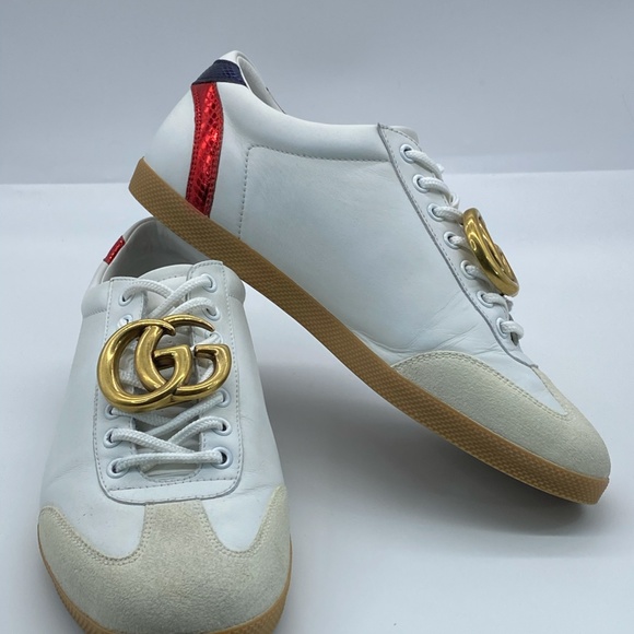 Gucci Bambi GG White Leather Low-top Sneakers - Picture 9 of 11